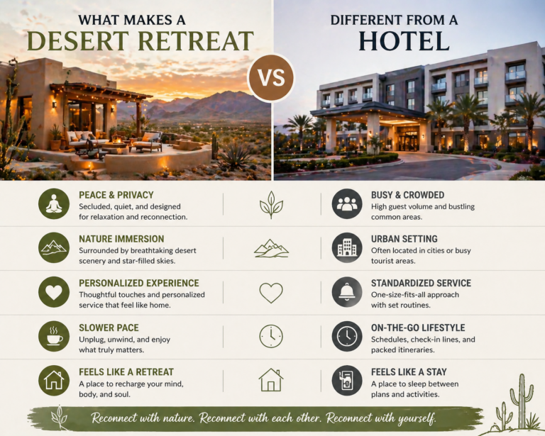 what makes a desert retreat different from a hotel